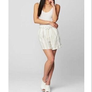 BLANKNYC Linen Shorts Womens 28 Striped High Waisted Belted Vacation Summer